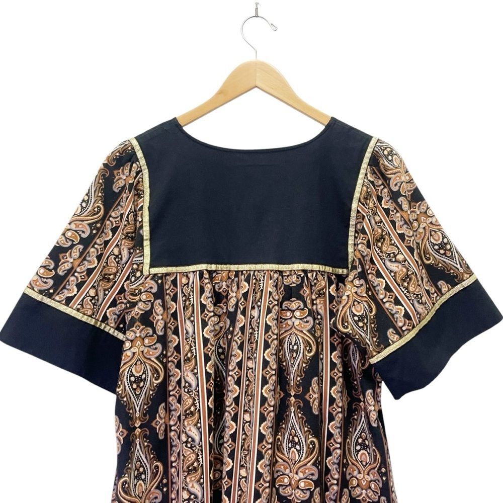 Krist Gudnason California Boho House Dress Size Large Black Paisley Caftan MuMu - Picture 6 of 13
